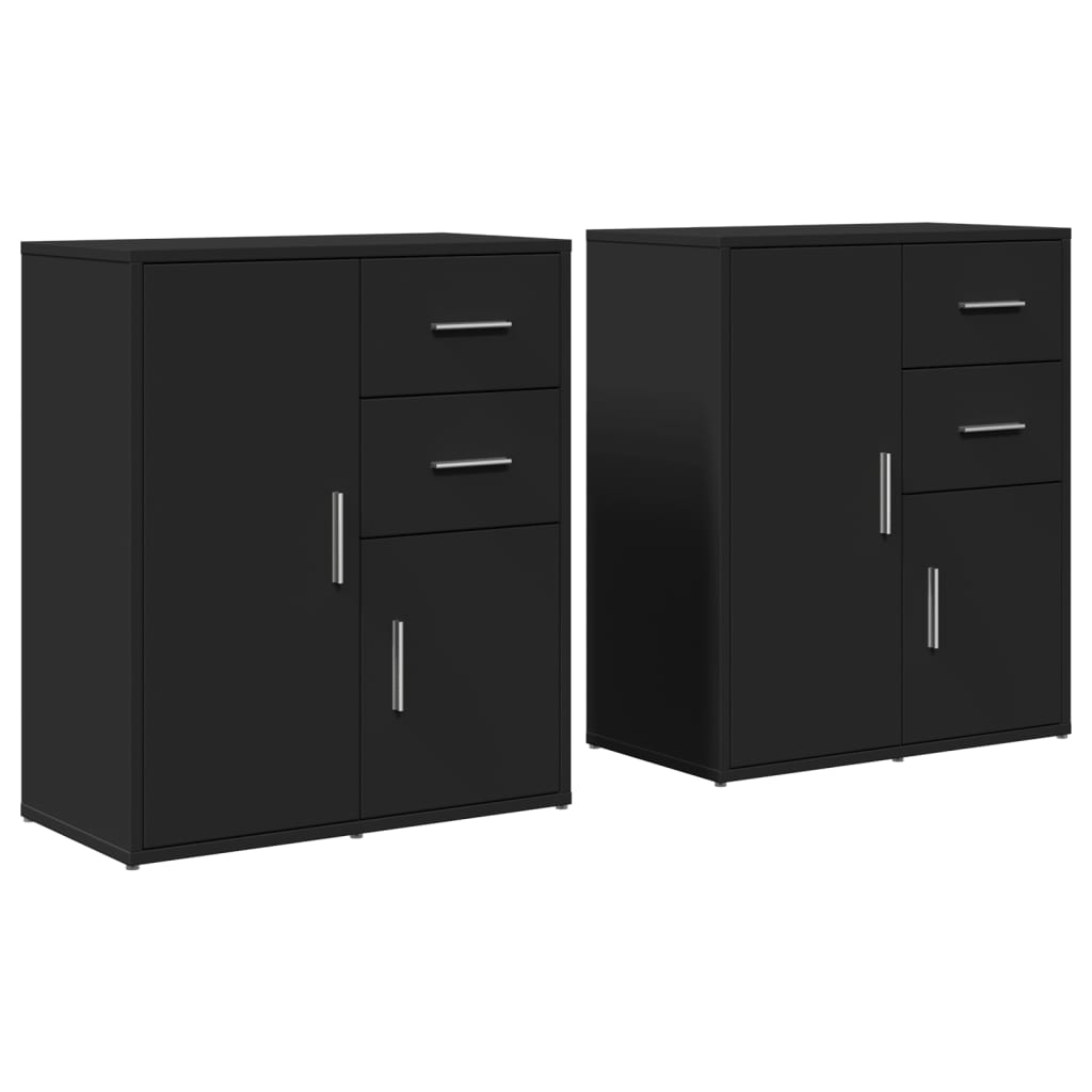 Sideboards 2 pcs Black 60x31x70 cm Engineered Wood